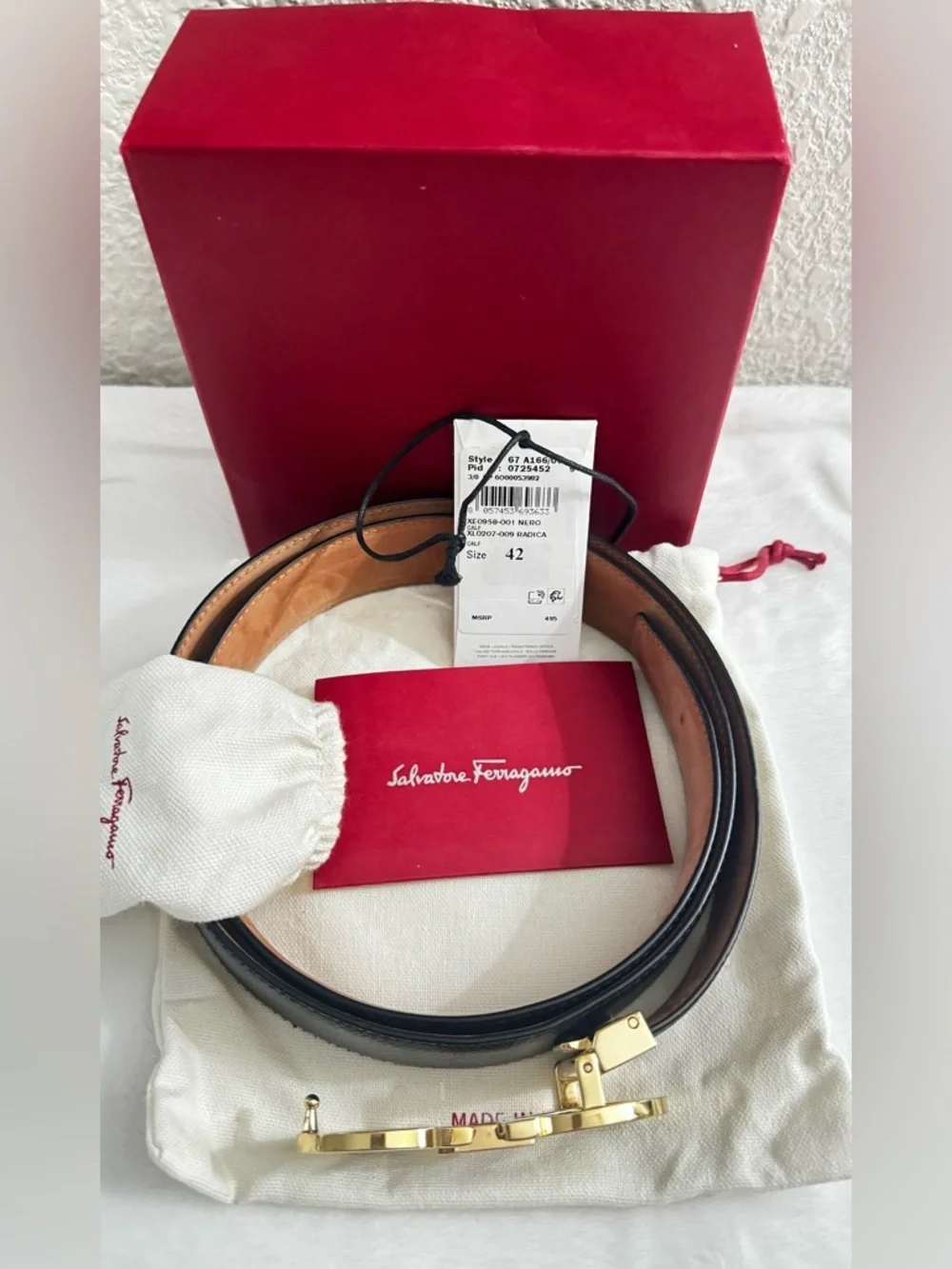 Salvatore Ferragamo Black and Gold Gancini Buckle Belt